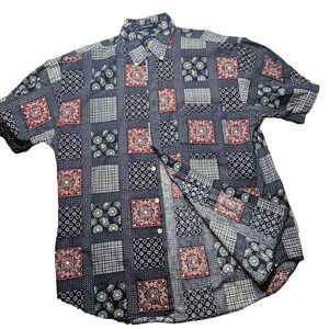 Vintage Salty‎ Dog Gant Mens Large Red Blue Paisley Imperial Poplin Button Shirt